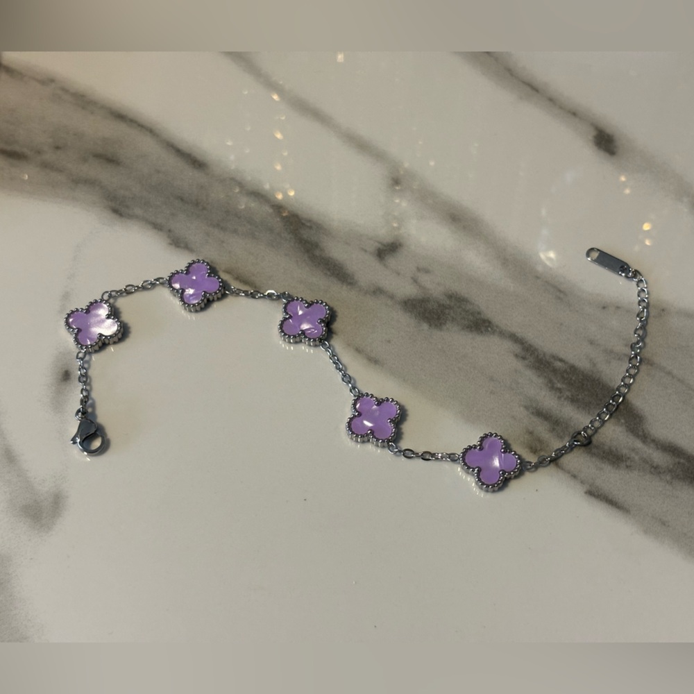 Silver & purple Clover Bracelet